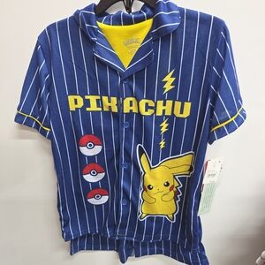 Pikachu Striped Blue and Yellow Kids Pajama Set